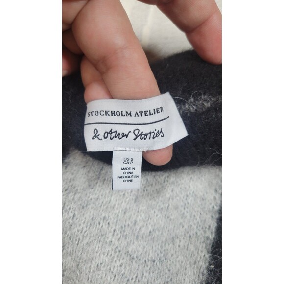 & Other Stories Stockholm Atelier Checkerboard Wool-Blend Sweater (Size Small) - Picture 3 of 10